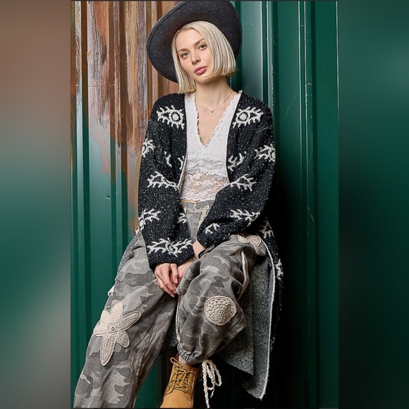#968 POL Evil Eye Pattern Cardigan - Picture 10 of 14